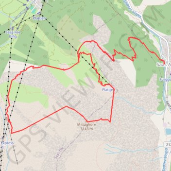 Trace GPS Saas-Almagell-Mittaghorn, itinéraire, parcours