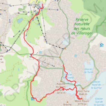 Trace GPS Mont Pourri, itinéraire, parcours
