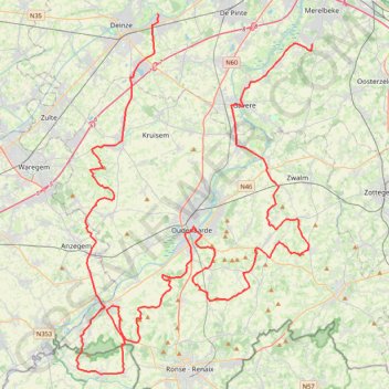 Trace GPS Vlaamse Ardennen route (TRACK), itinéraire, parcours