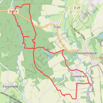 Trace GPS Foussemagne - Cunelières, itinéraire, parcours