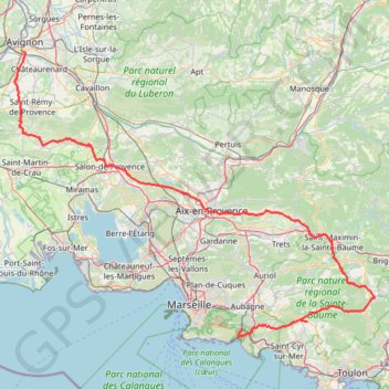 Trace GPS Avignon Cassis à vélo, itinéraire, parcours