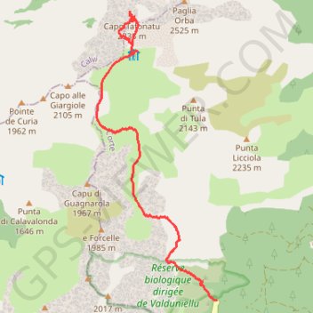 Trace GPS Capu Tafunatu, itinéraire, parcours