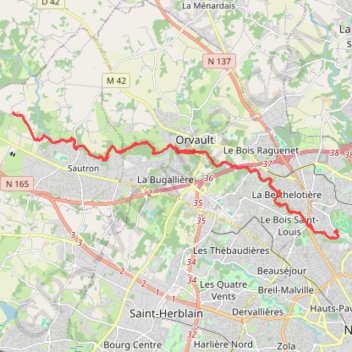 Trace GPS De Nantes à Sautron par le Cens, itinéraire, parcours