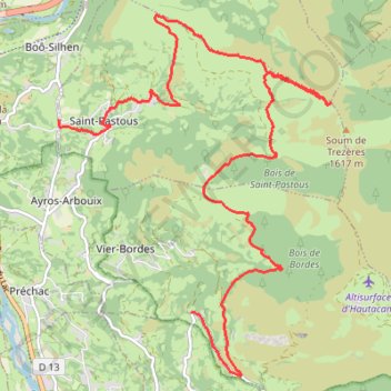 Trace GPS Saint Pastou - crêtes Prézères - Peyrelans Arrinqué, itinéraire, parcours