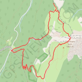 Trace GPS Le Charmant Som depuis le Col de la Charmette, itinéraire, parcours