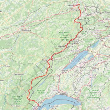 Trace GPS Traversée du Jura du Doubs au Léman, itinéraire, parcours