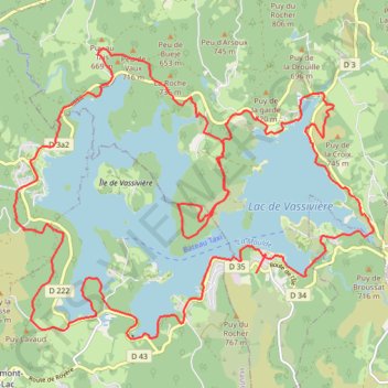 Trace GPS Lac de Vassivière - Vauveix, itinéraire, parcours
