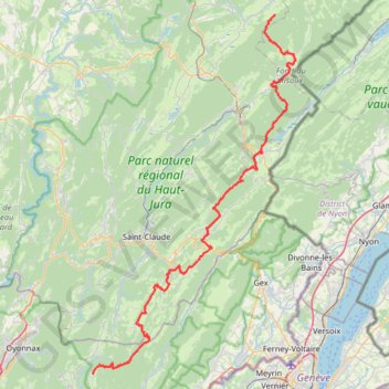 Trace GPS Grande Traversée du Jura (GTJ), itinéraire, parcours