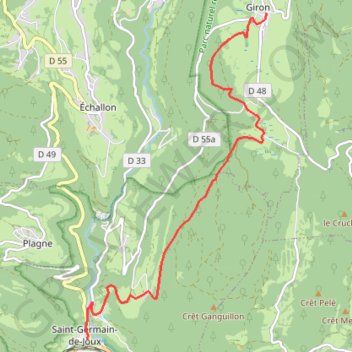 Trace GPS Giron - Saint Germain de Joux, itinéraire, parcours