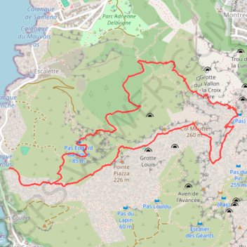 Trace GPS Le sommet Béouveyre par le Pas de Gracia et la Corniche Bleue depuis la Calanque des Trous, itinéraire, parcours