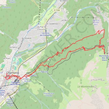 Trace GPS Montenvers par les Mottets, itinéraire, parcours