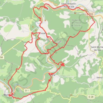 Trace GPS Bruniquel-Couyrac-grotte du Capucin, itinéraire, parcours