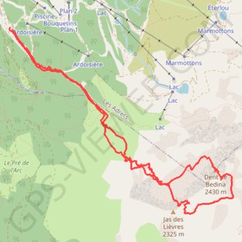Trace GPS Dent de Bédina & Jas du Lièvre, itinéraire, parcours