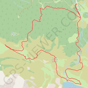 Trace GPS Cap de Labasset & lac de Peyrelade en circuit depuis RF du Haya, itinéraire, parcours