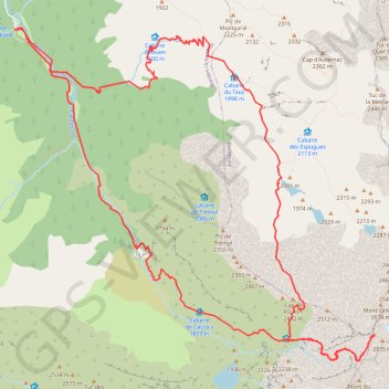 Trace GPS Mont Valier par la Vallée du Riberot et Muscadet, itinéraire, parcours