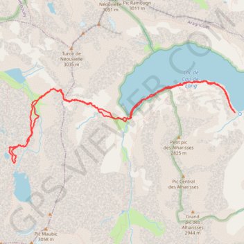 Trace GPS Lac Tourrat depuis barrage de Cap de Long, itinéraire, parcours
