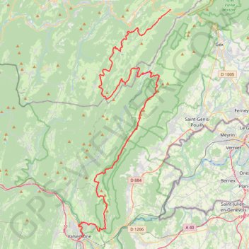 Trace GPS Grande Traversée du Jura (GTJ) - Randonnée de Lajoux (Jura) à Bellegarde-sur-Valserine (Ain), itinéraire, parcours