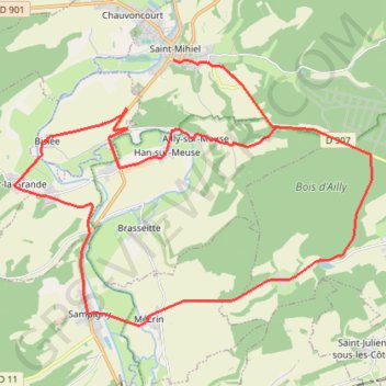 Trace GPS La vallée de la Meuse - Saint-Mihiel, itinéraire, parcours
