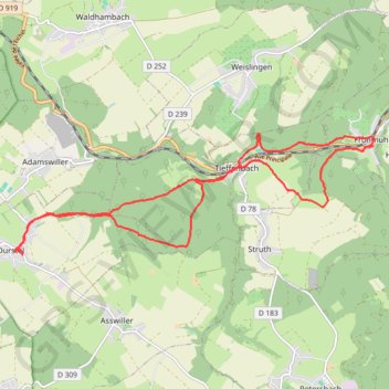 Trace GPS En Alsace Bossue, de Durstel à Frohmuhl, itinéraire, parcours