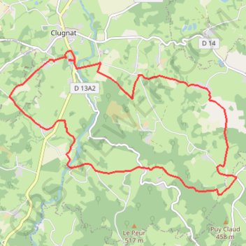 Trace GPS Circuit des Chavailles Clugnat 15.3km, itinéraire, parcours