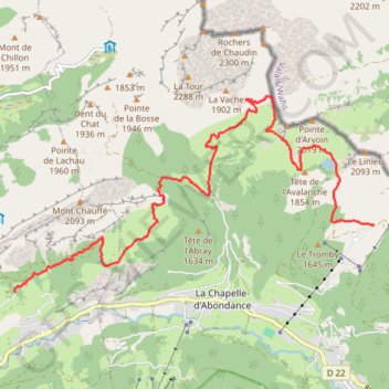 Trace GPS D'Abondance au lac d'Arvouin, itinéraire, parcours