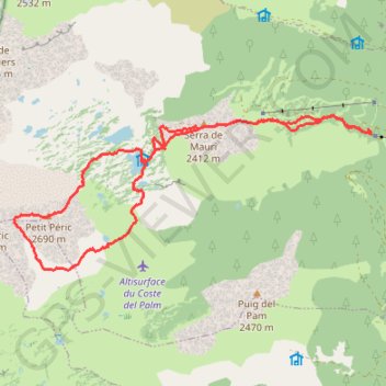 Trace GPS Le Petit Péric de Formiguères par les Camporells, itinéraire, parcours