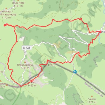 Trace GPS Urkulu par Zerkupe et Oillaskoa depuis Beherrobi, itinéraire, parcours