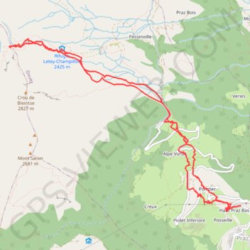 Trace GPS Col Champillon, itinéraire, parcours