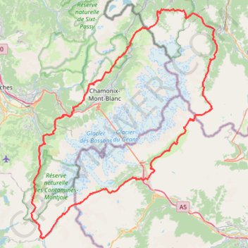Trace GPS TTdMB-1 Tour Du Mont Blanc - Itinéraire Principal, itinéraire, parcours