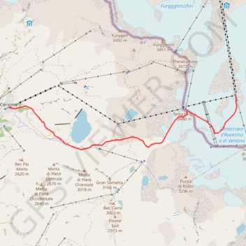 Trace GPS Piccolo Cervino, itinéraire, parcours
