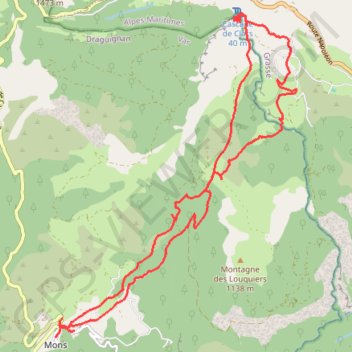 Trace GPS De Mons à la Cascade de Clar, itinéraire, parcours