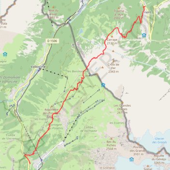Trace GPS TMB Trient à refuge la Boerne, itinéraire, parcours