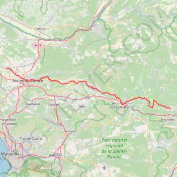 Trace GPS GR653A De Le Val (Var) à Éguilles (Bouches-du-Rhône), itinéraire, parcours