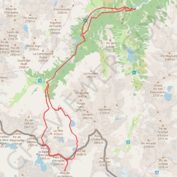 Trace GPS Grand Arratille, Neveras, Petit Arratille, Badète d'Arratille depuis le pont d'Espagne, itinéraire, parcours