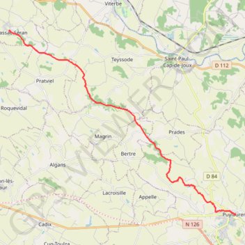 Trace GPS La voie romaine de Massac-Séran à Puylaurens, itinéraire, parcours
