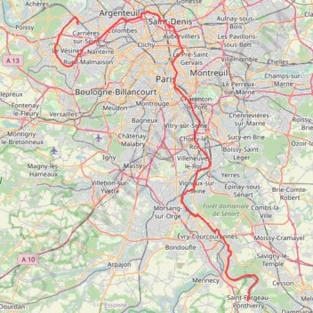 Trace GPS La Plaine, Sartrouville, Yvelines, Île-de-France, France - Saint-Fargeau-Ponthierry (77310), Seine-et-Marne, Île-de-France, France, itinéraire, parcours