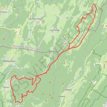 Trace GPS GTJ de Bellecombe à Giron AR, itinéraire, parcours