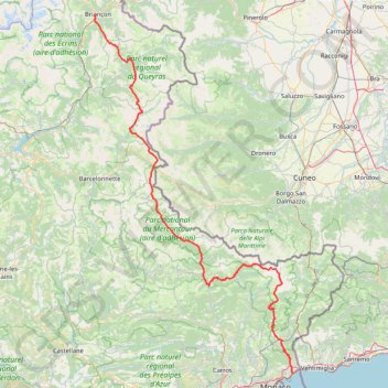 Trace GPS Briançon Menton, itinéraire, parcours
