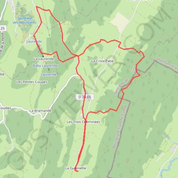 Trace GPS La Guienette - Les Moussières, itinéraire, parcours