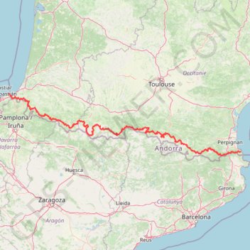 Trace GPS Pyrénées de la mer Méditerranée à l'océan Atlantique, itinéraire, parcours