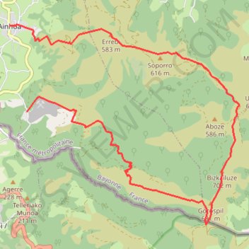Trace GPS Carrière de Dancharia - Ainhoa, itinéraire, parcours