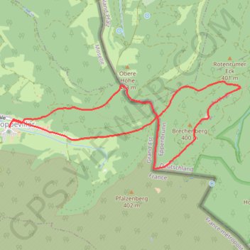 Trace GPS Roppeviller Altschlossfelsen, itinéraire, parcours